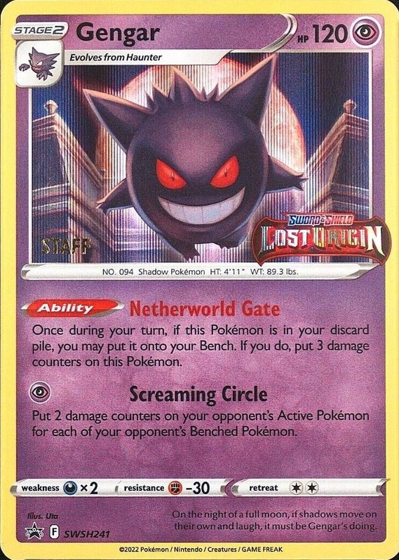 Gengar - SWSH241 (Prerelease) (Staff) SWSH241 from SWSH: Sword & Shield Promo Cards