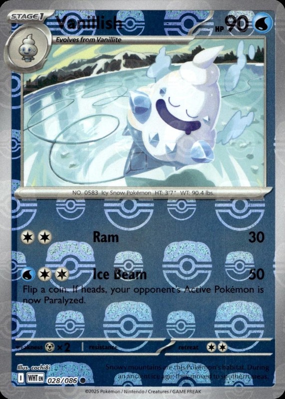 Vanillish (Master Ball Pattern) · SV: White Flare · #028/086 · Holofoil