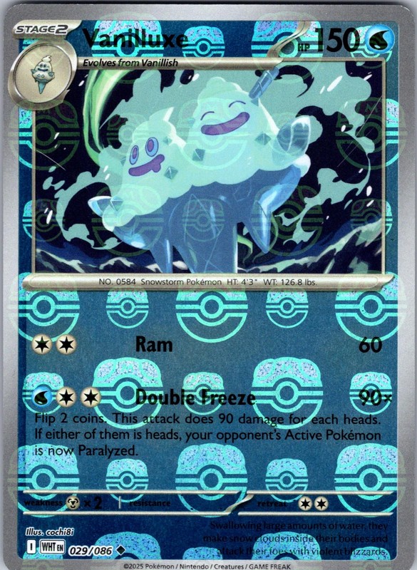 Vanilluxe (Master Ball Pattern) · SV: White Flare · #029/086 · Holofoil