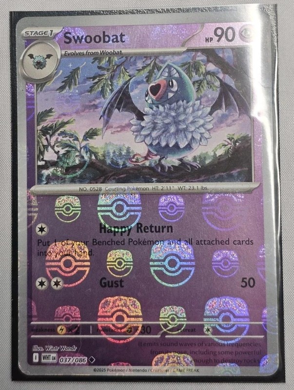 Swoobat (Master Ball Pattern) · SV: White Flare · #037/086 · Holofoil