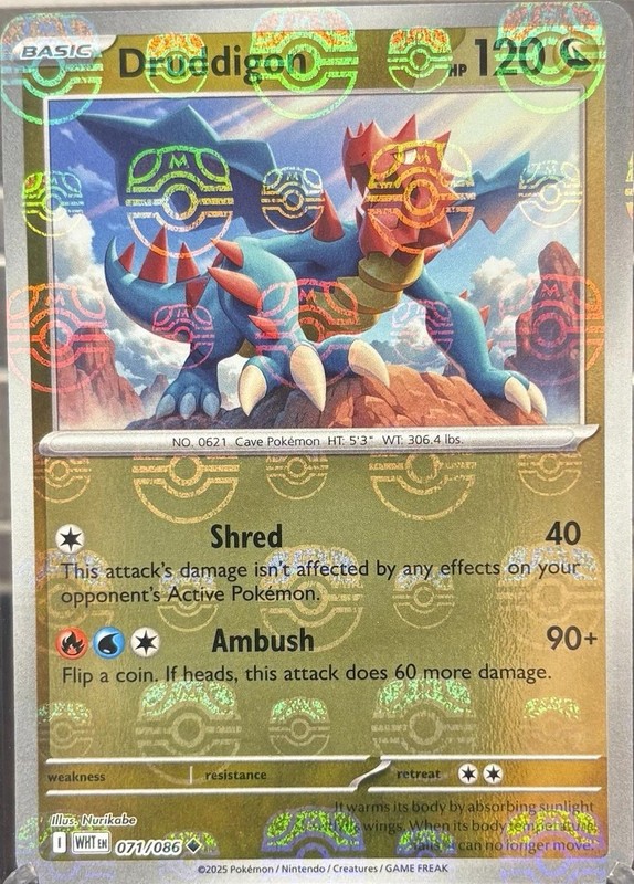 Druddigon (Master Ball Pattern) · SV: White Flare · #071/086 · Holofoil