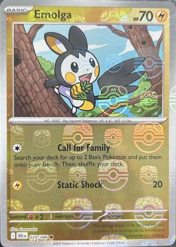 Emolga (Master Ball Pattern) · SV: Black Bolt · #029/086 · Holofoil