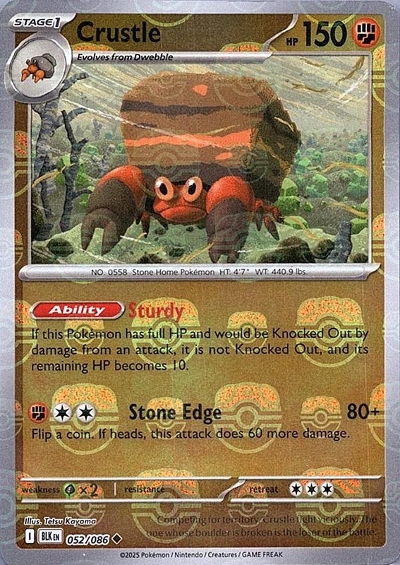 Crustle (Master Ball Pattern) · SV: Black Bolt · #052/086 · Holofoil